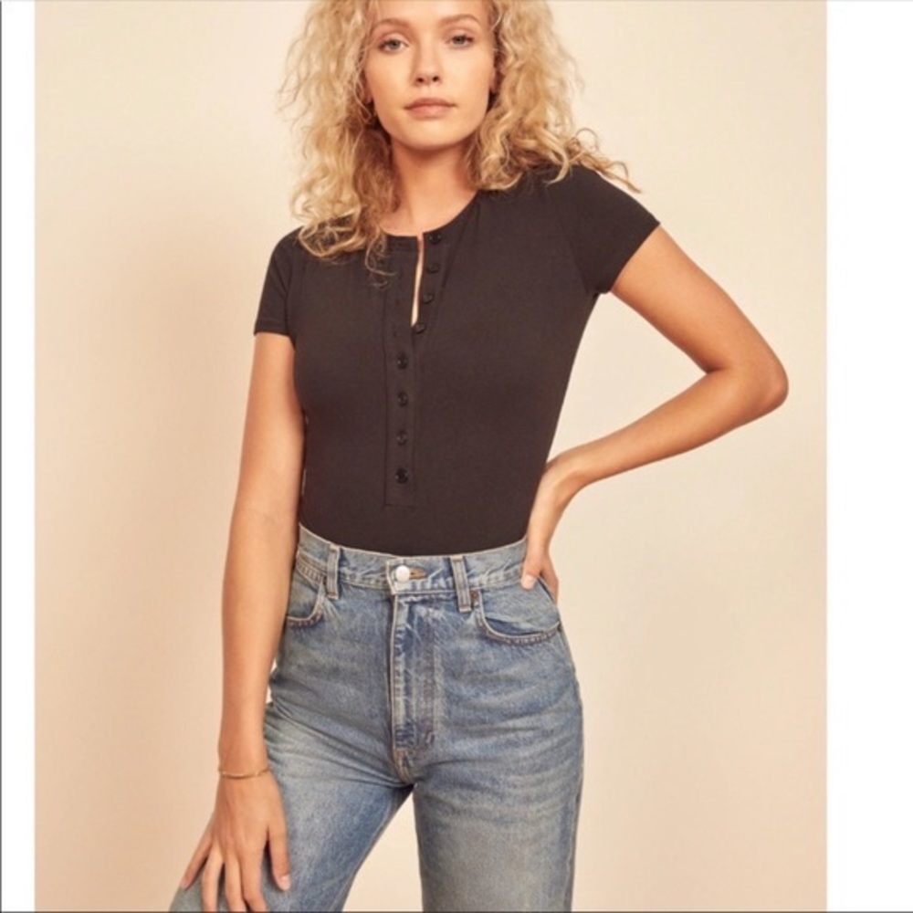 Reformation Leni Bodysuit Black